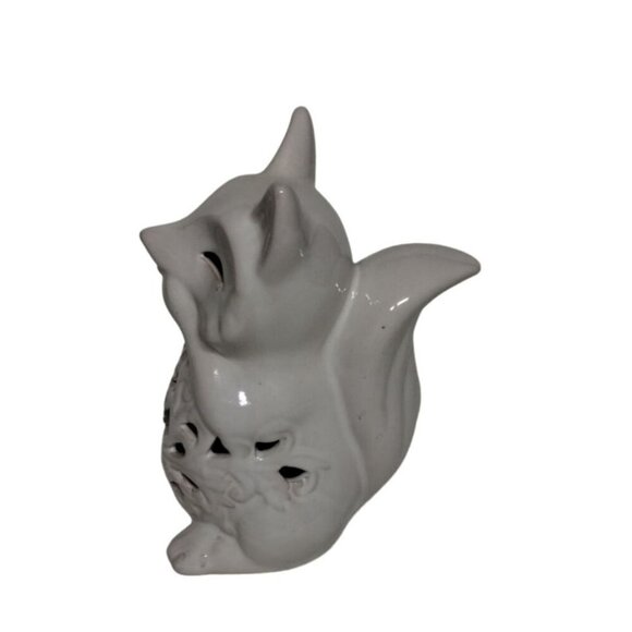 Ceramic Cat Candle Holder, Decorative Cutout Accent, Home Decor, Gray - Picture 7 of 11